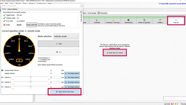 F6 startup test run functionality