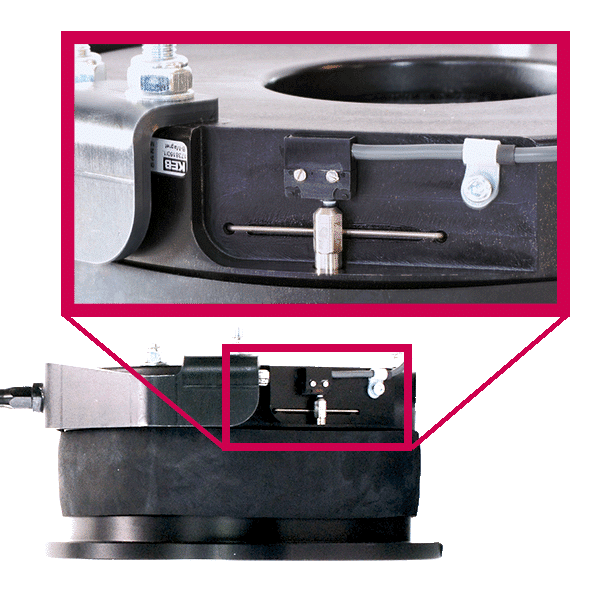 close up of a microswitch on a spring set electromagnetic brake