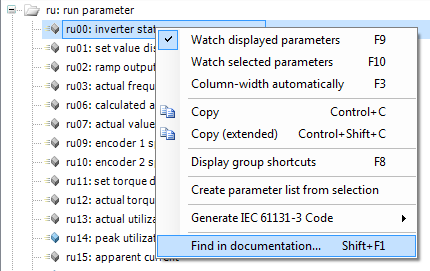 Find KEB product documentation in COMBIVIS 6 software