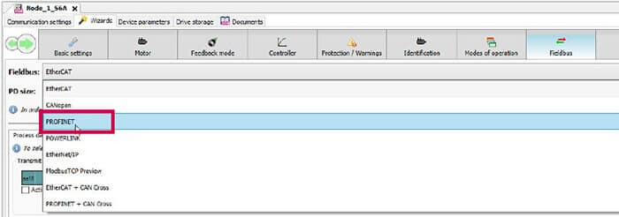 Selecting Profinet Combivis Fieldbus configuration