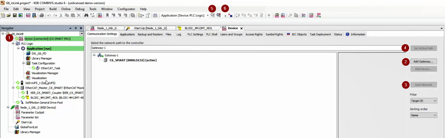 Start the PLC project and Test Communication