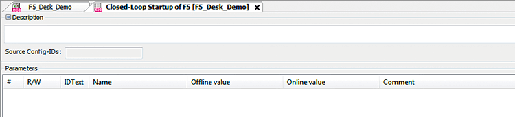 F5 Startup_New Project Parameter list_Combivis Software
