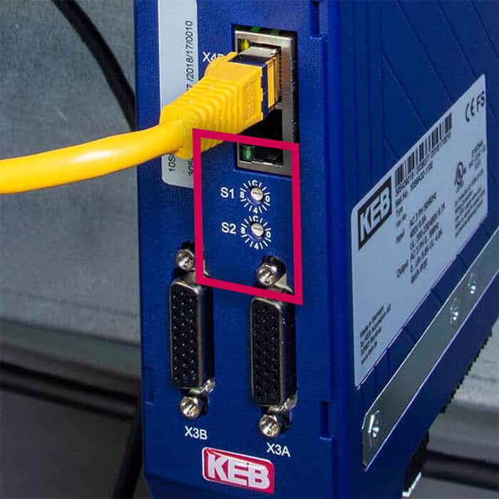 Set S6 drive rotary switch for Profinet communication with S1 and S2 positions at 0