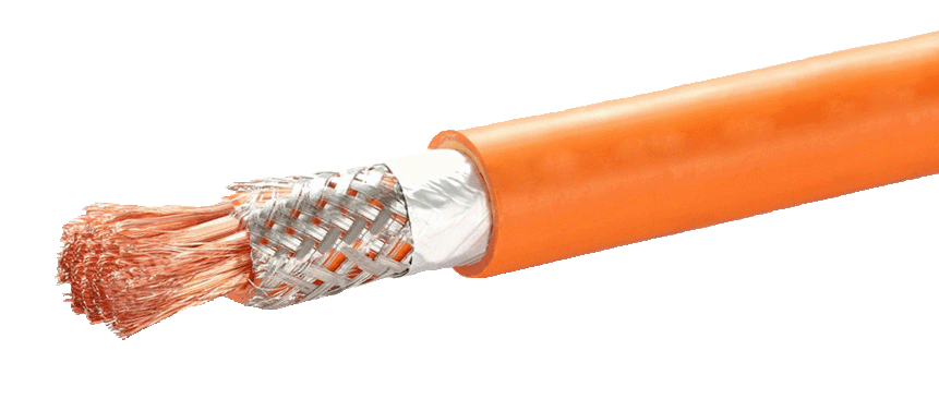 HV DC Cable with EMC shielding to prevent electromagnetic interference