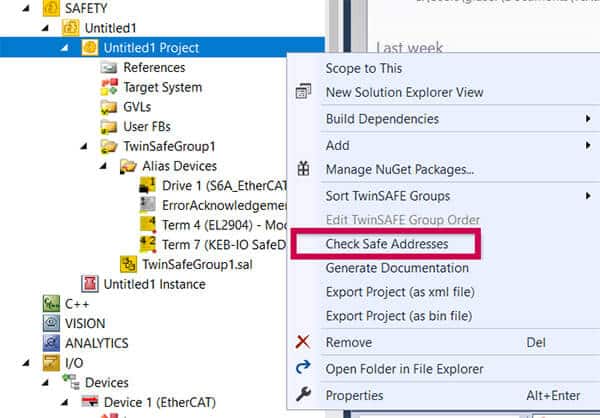 Beckhoff TwinCAT setup_Figure 20 - check safe addresses