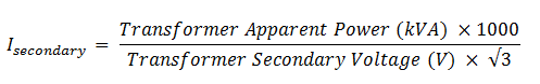 secondary current calc - 1a