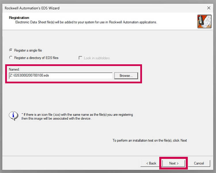 EtherNet-IP Tutorial step in Logix 5000 software to select the KEB EDS file on your computer
