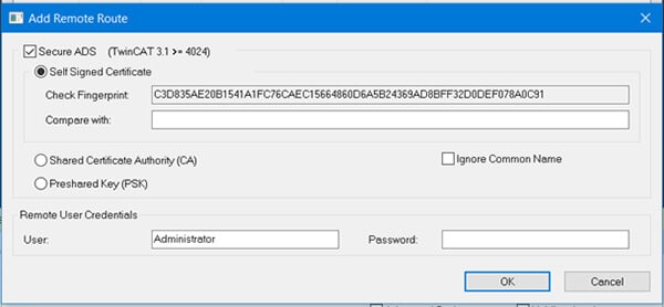 Beckhoff TwinCAT setup_Figure 5_add remote route credentials