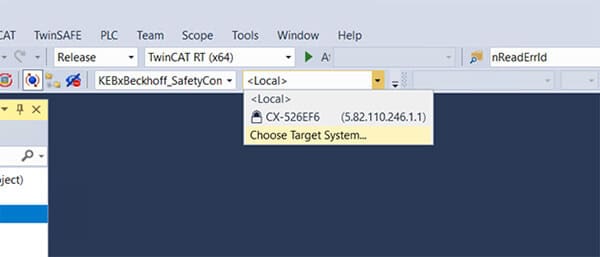 Beckhoff TwinCAT setup_Step 2_Choose target system