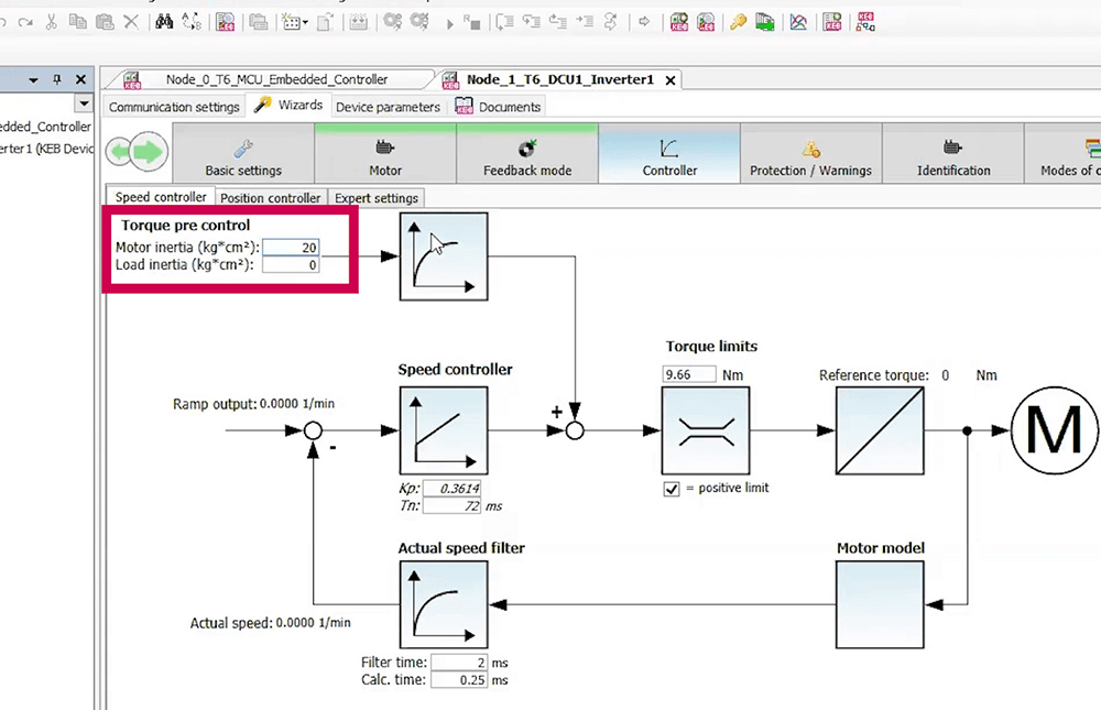 T6 Auxiliary Inverter Setup with KEB COMBIVIS Programming software. Step 4