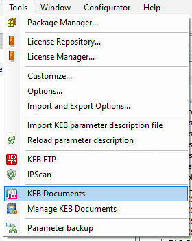 KEB Combivis software Document Database - Product Manuals and Catalogs