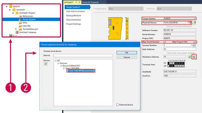 Beckhoff TwinCAT setup_Figure 13 - target system tab and configuration