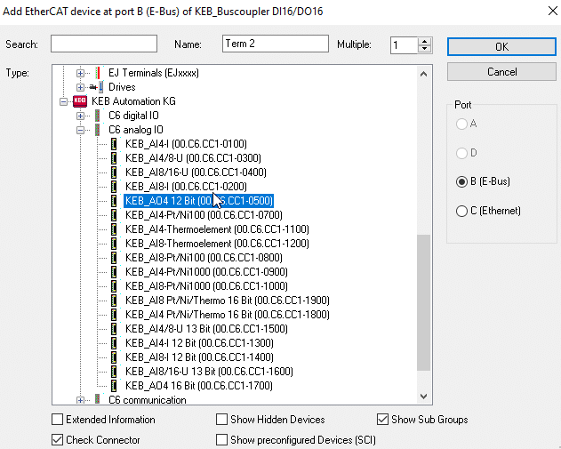 Screenshot showing how to add additional I/O modules in the system according to the desired topology.
