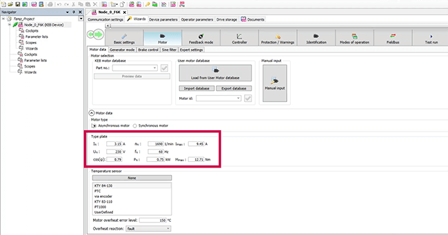 F6 Drive Startup_5_KEB COMBIVIS Enter Motor Data
