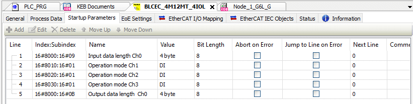 Configure device startup parameters