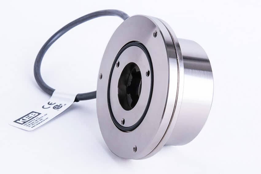 Side view of KEB's weather-sealed IP65 brake