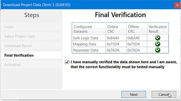 Beckhoff TwinCAT setup_Figure 30_final varification to download project data