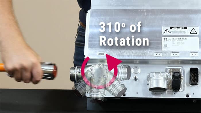 Flexible installation of the T6 Auxiliary Inverter with rotatable connectors